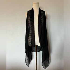 Unbranded Asymmetrical Sheer Black Polka Dot Vest One Size